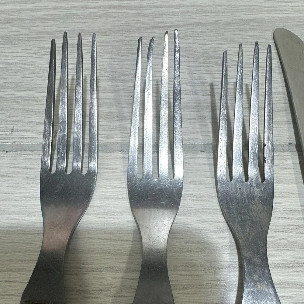 STA-BRITE Stainless Cutlery 3 Forks 3 Knives Bakelite Handle Vintage 1930-50s
